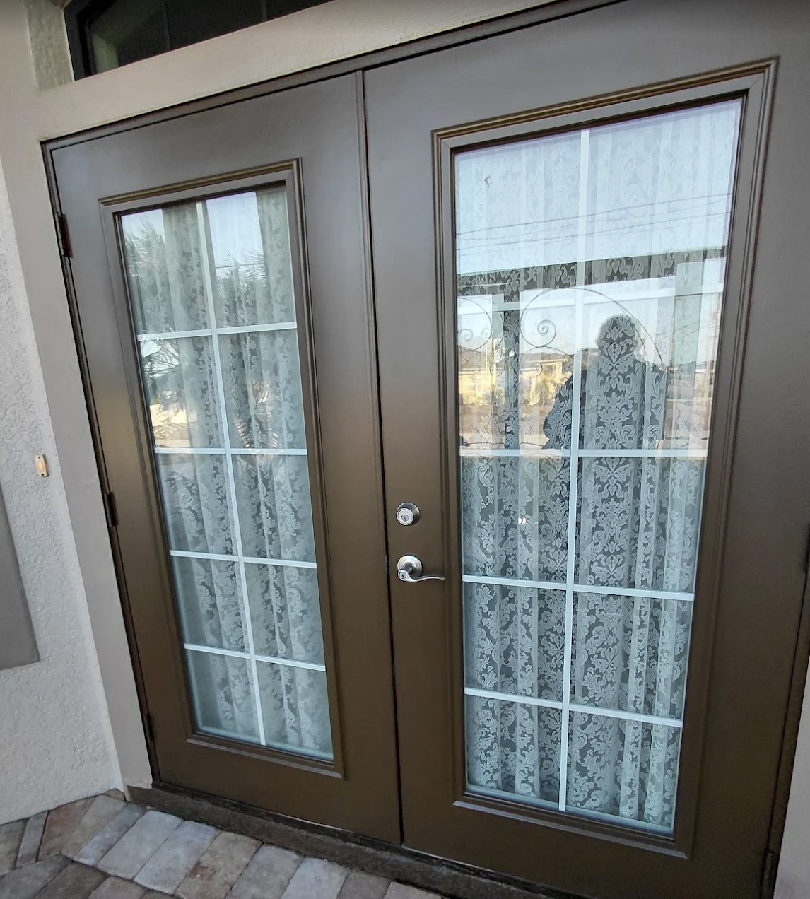 Freshly painted front doors on a Bonita Springs exterior painting project