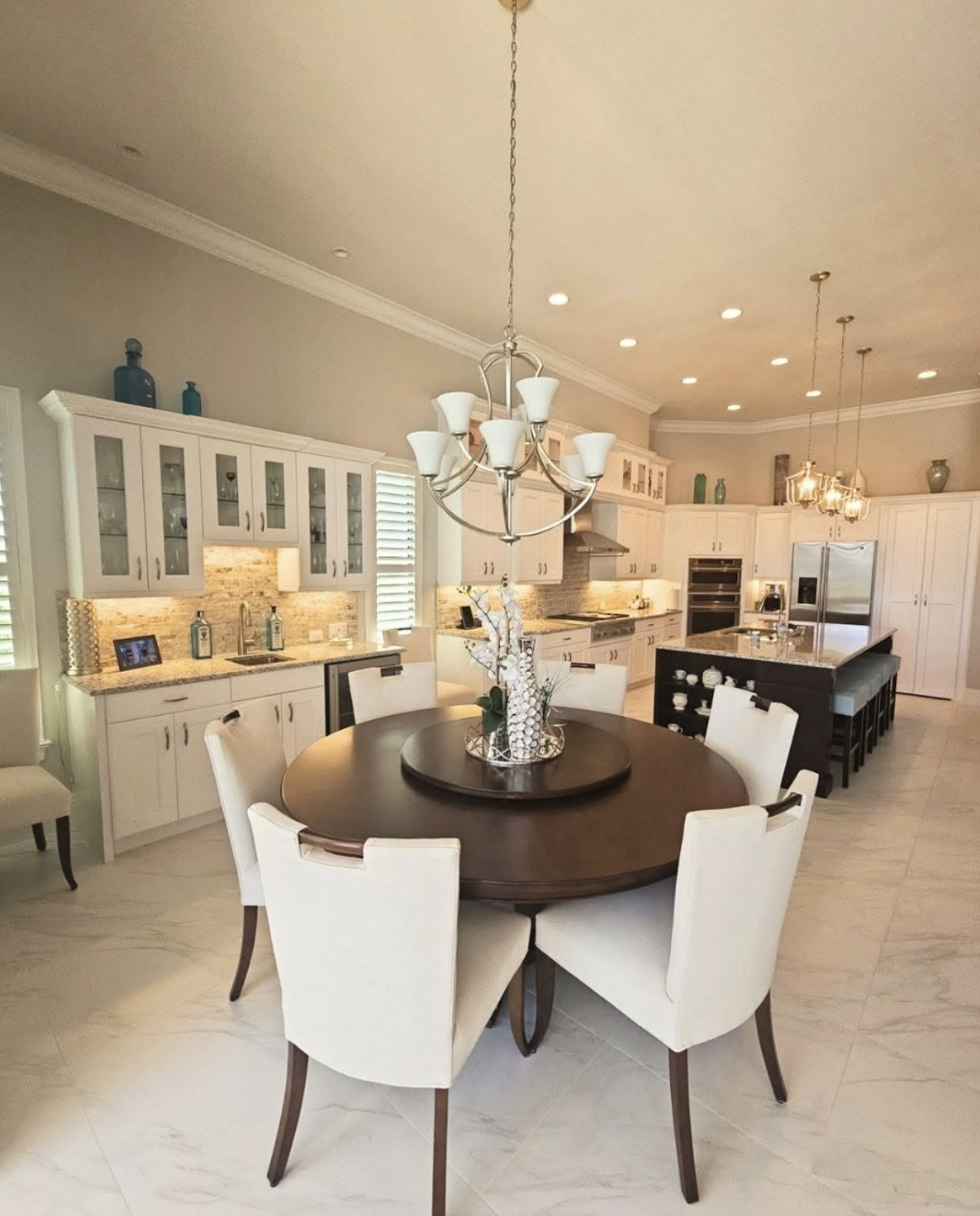 Kitchen after Pure White cabinet painting in Miromar Lakes