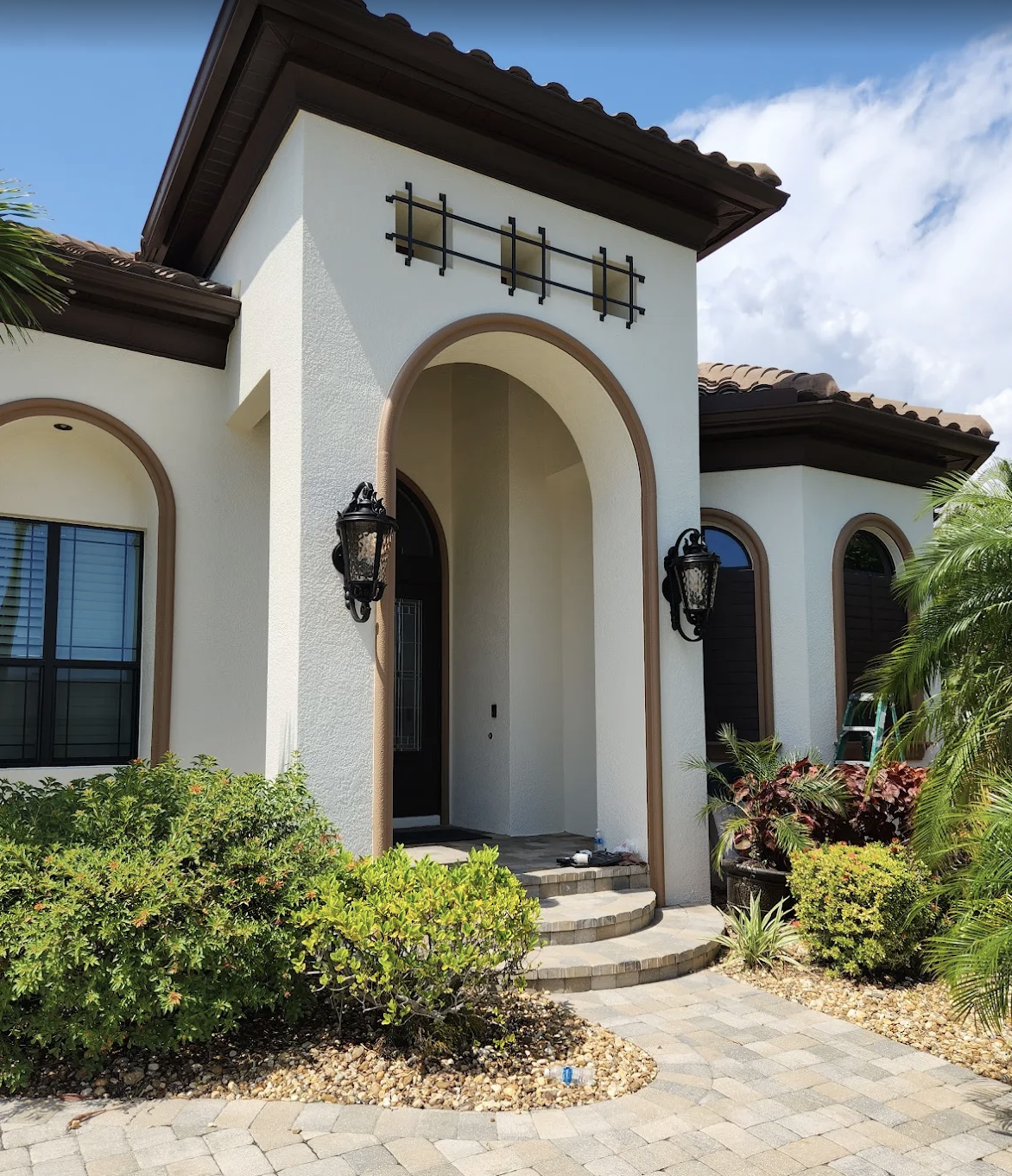 Painted stucco exterior and front door on a Cape Coral home