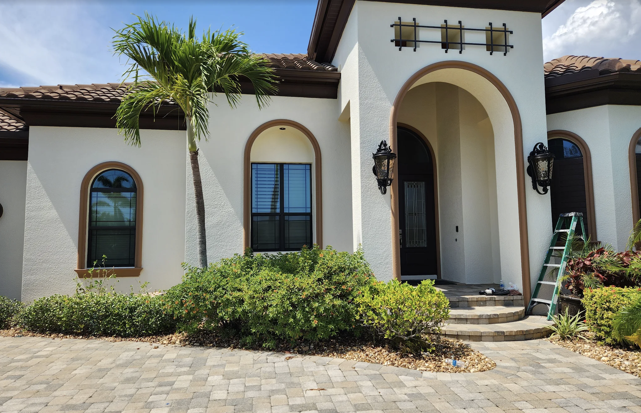 Painted front entry on a Mediterranean-style home in Cape Coral Florida
